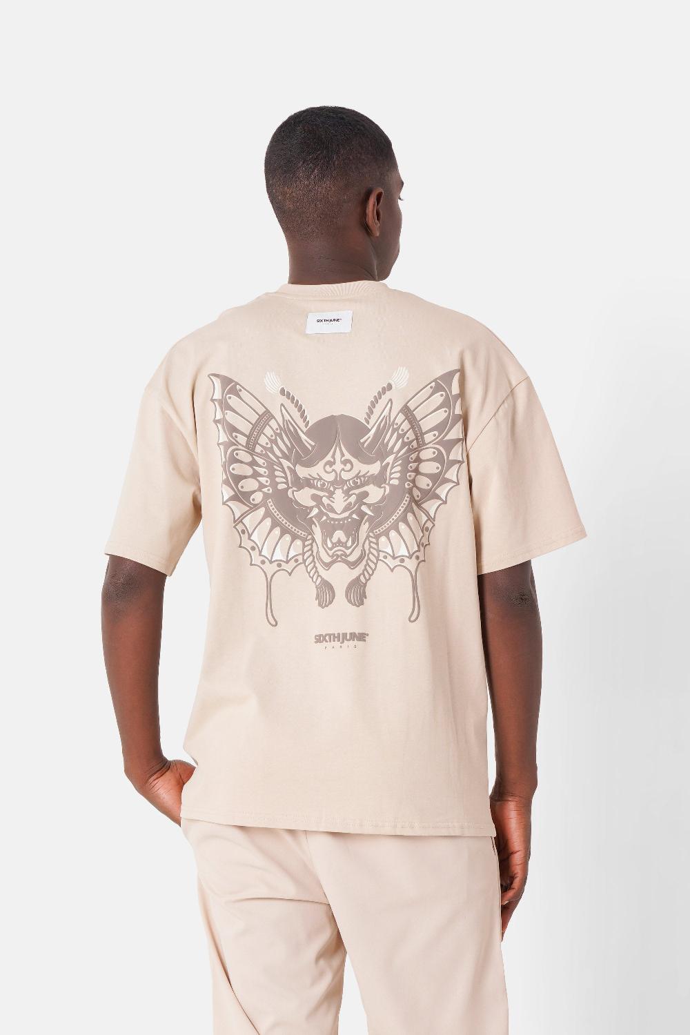 sixth june T-shirt imprimé samouraï Beige