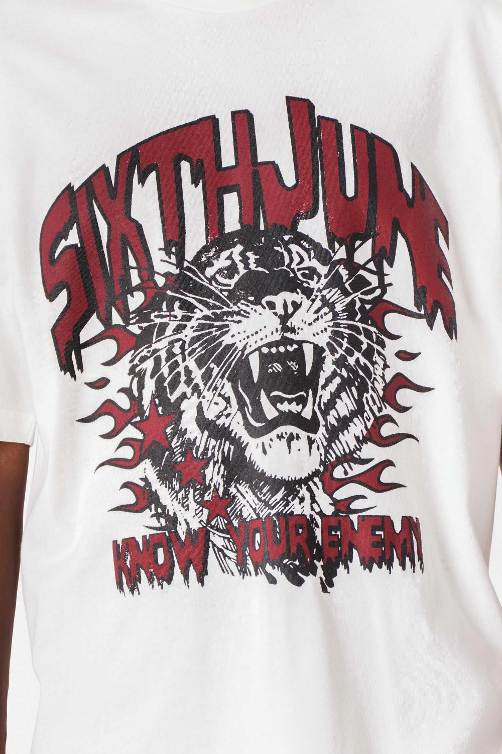 Sixth June T-shirt Imprimé Vintage Tigre Blanc