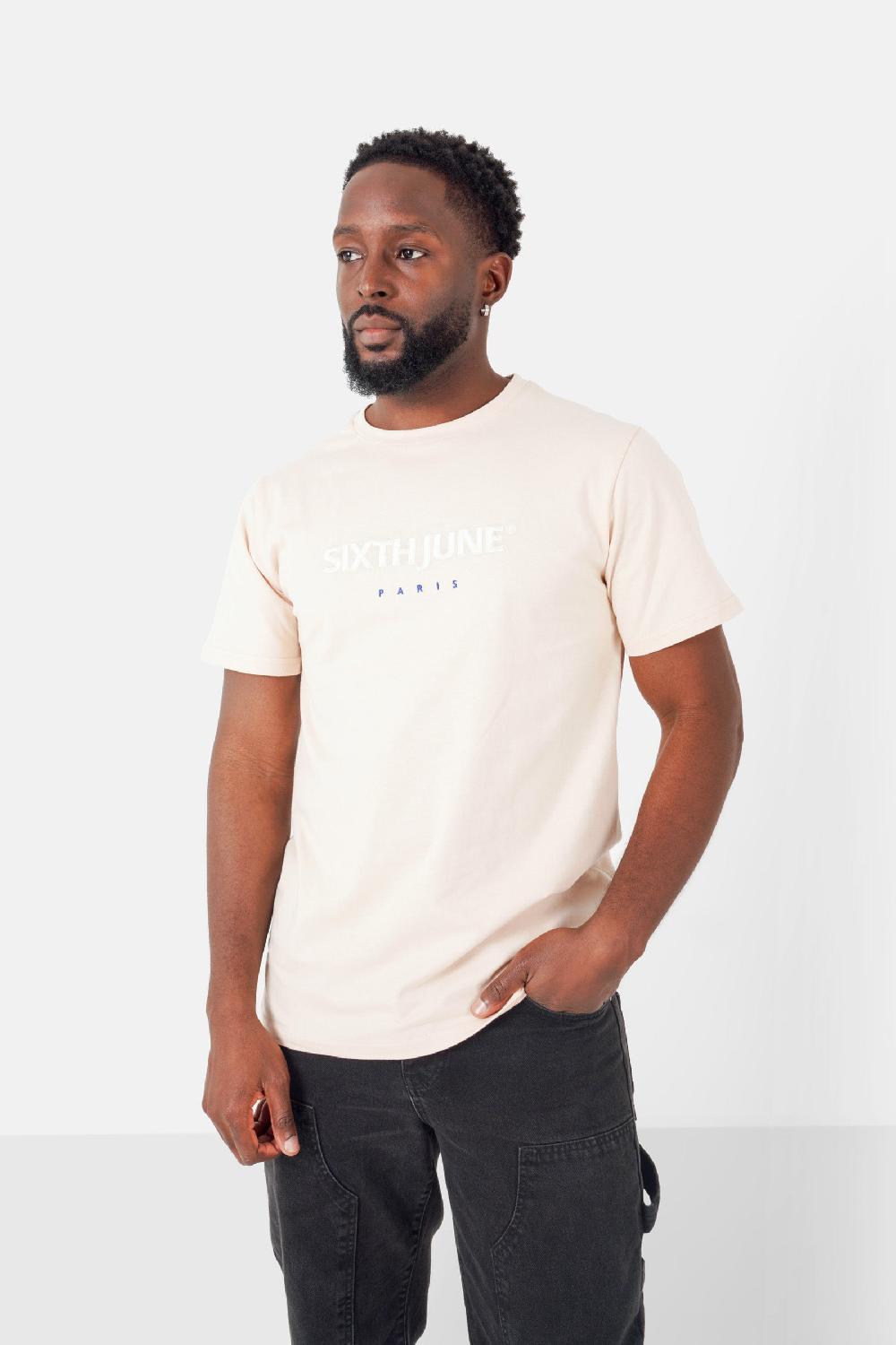 Sixth June T-shirt Logo Brodé Beige