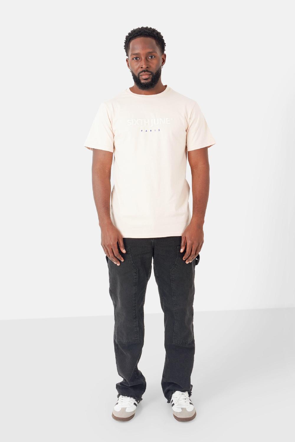 Sixth June T-shirt Logo Brodé Beige