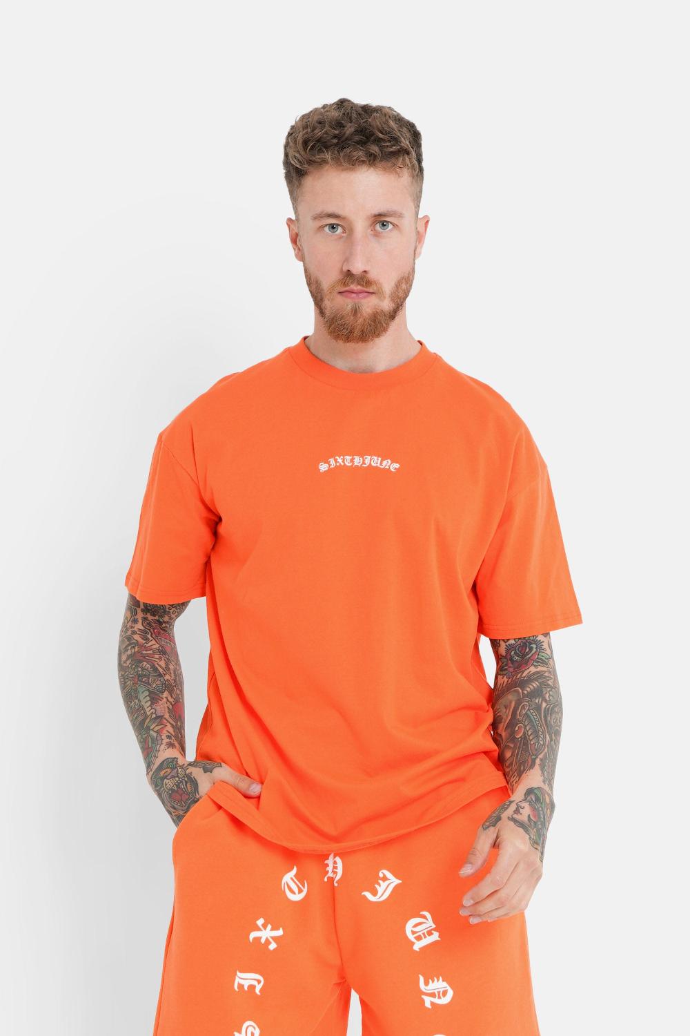 sixth june T-shirt logo gothique Orange
