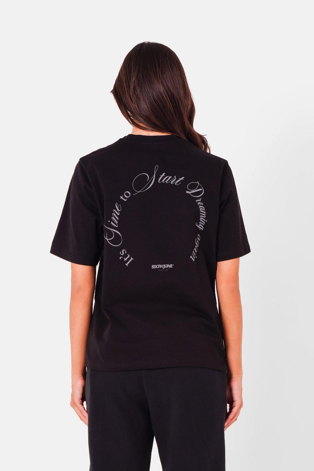 sixth june T-shirt logo inscription cercle Noir