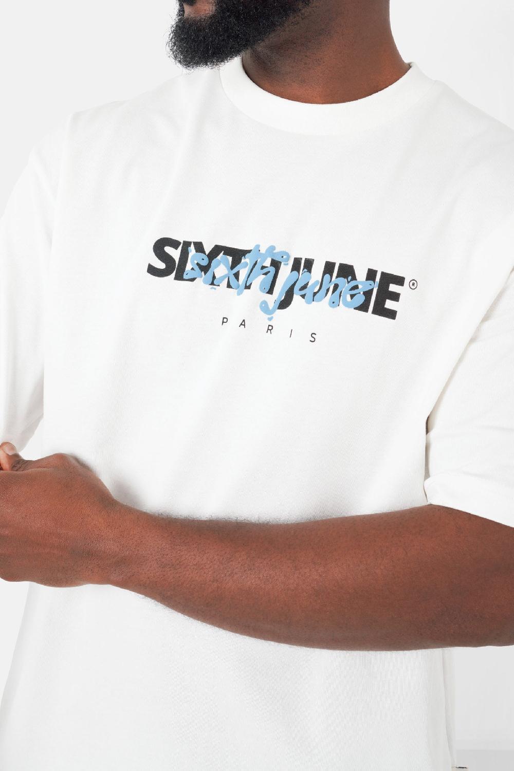 Sixth June T-shirt Logo Superposé Coloré Blanc