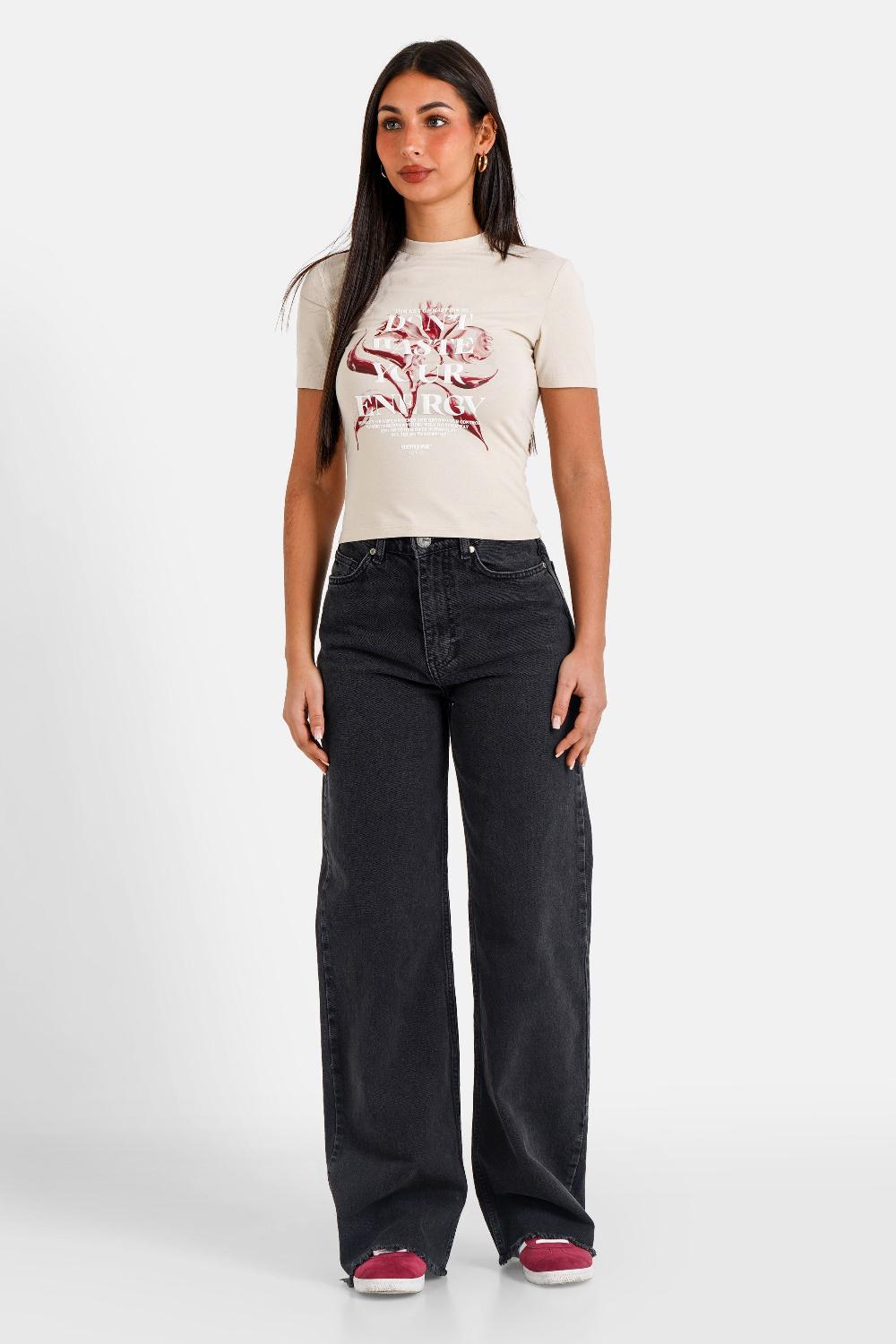 Sixth June T-shirt Metallic Flower Beige