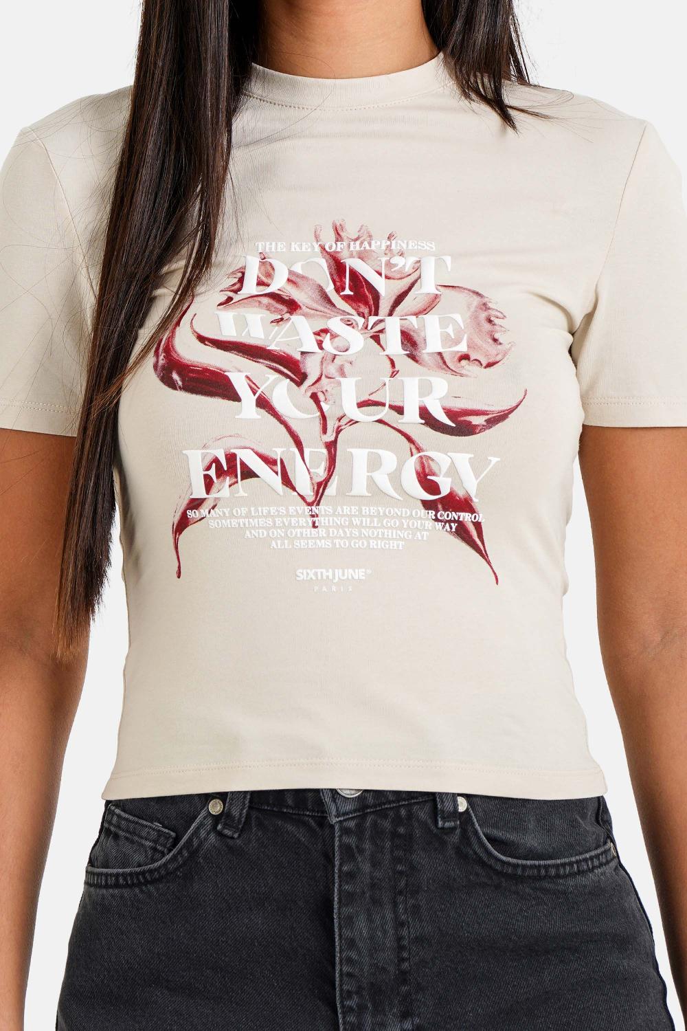 Sixth June T-shirt Metallic Flower Beige