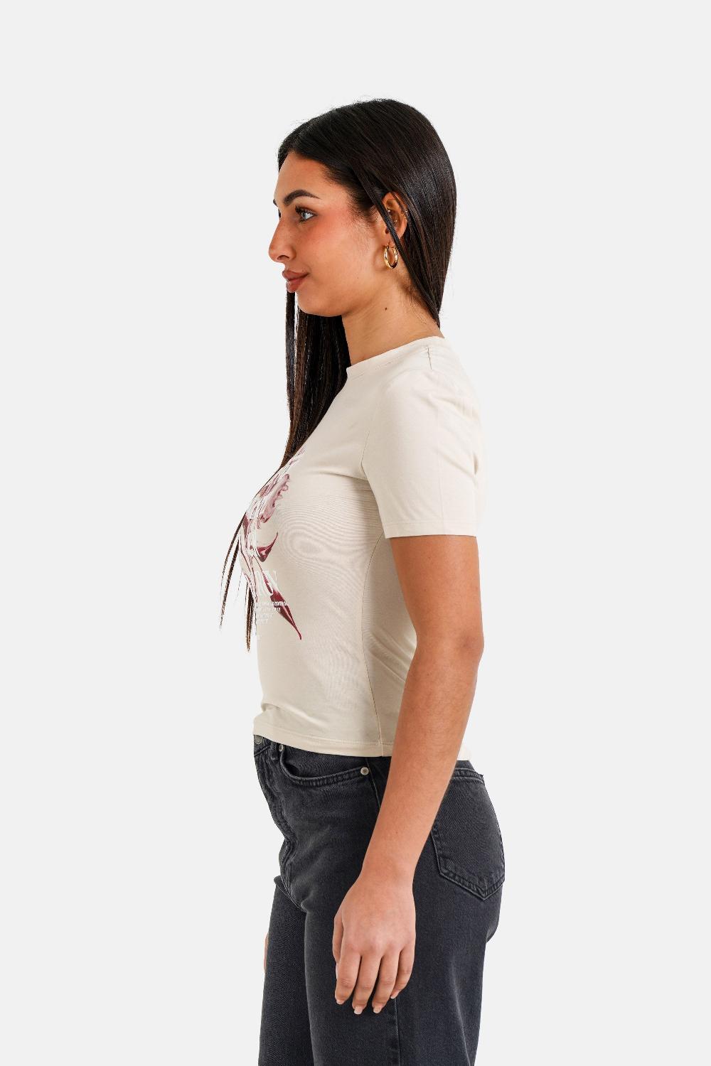 Sixth June T-shirt Metallic Flower Beige