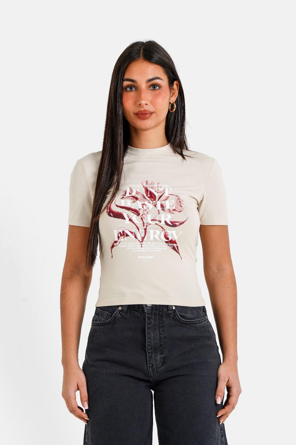 sixth june T-shirt metallic flower Beige