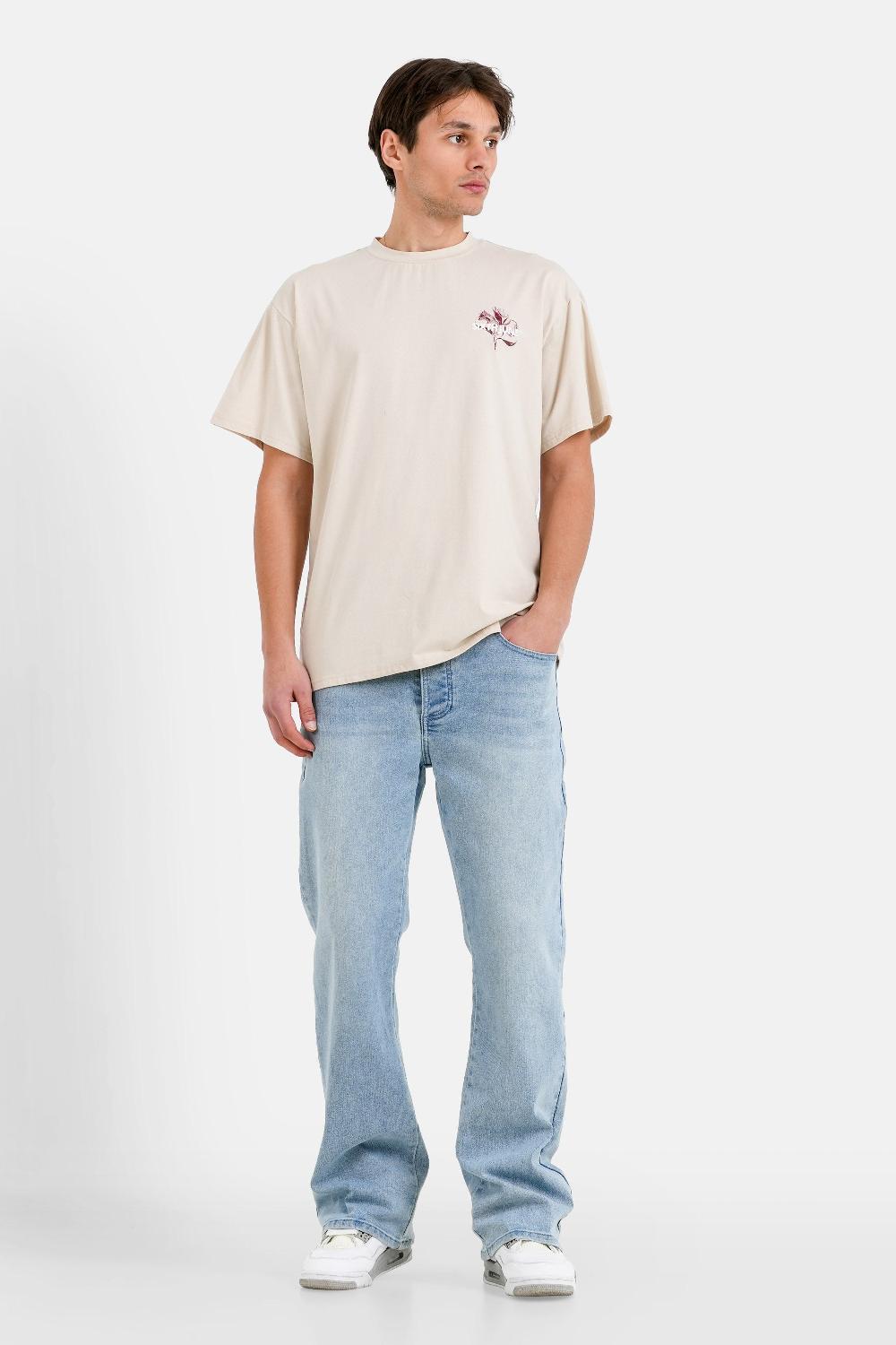 Sixth June T-shirt Metallic Flower Imprimé Beige