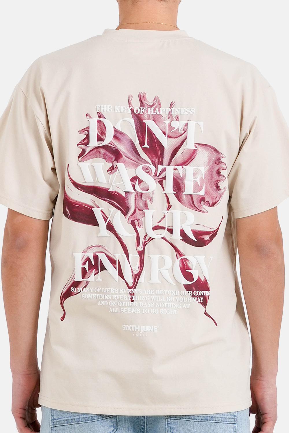 Sixth June T-shirt Metallic Flower Imprimé Beige