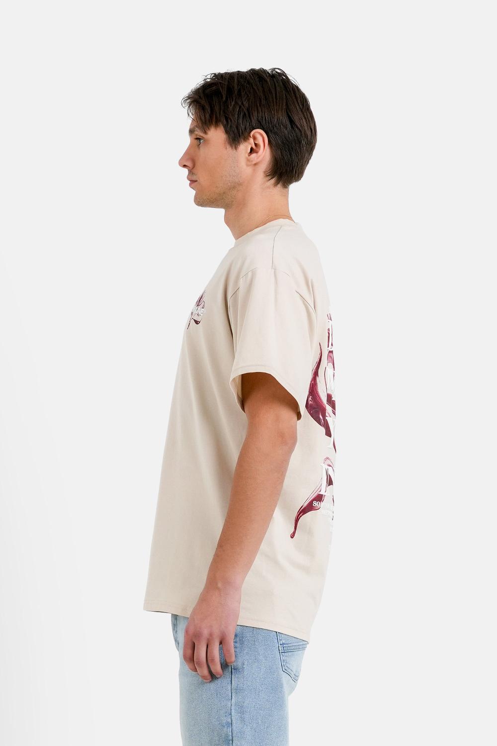 Sixth June T-shirt Metallic Flower Imprimé Beige