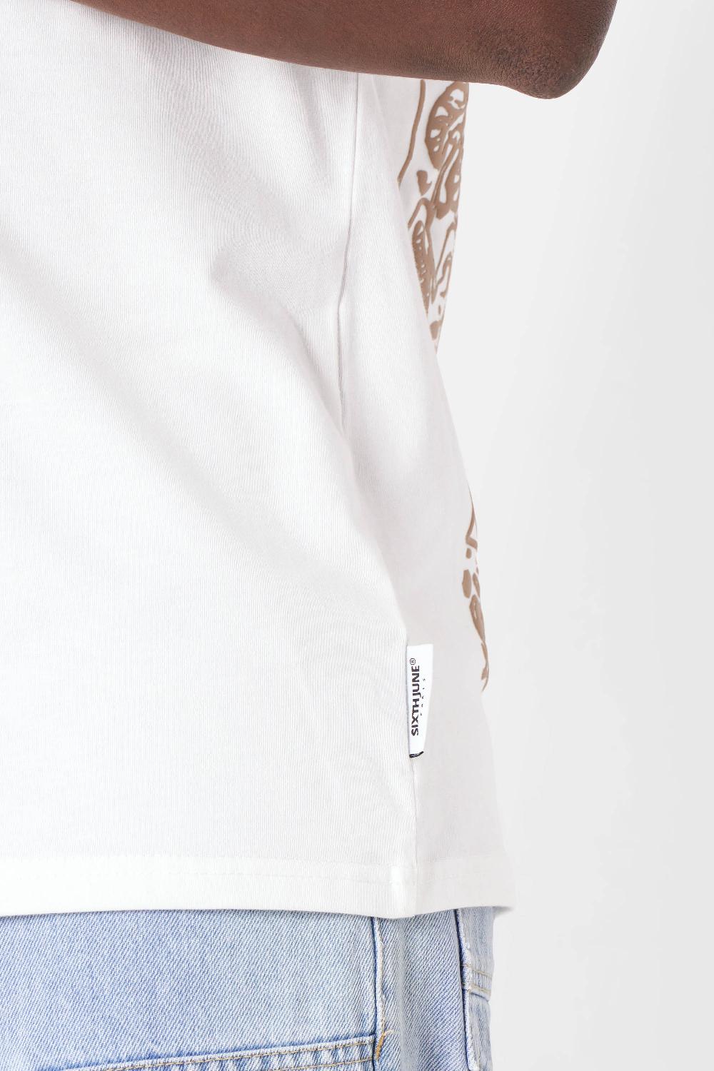 Sixth June T-shirt Motifs Azulejos Blanc