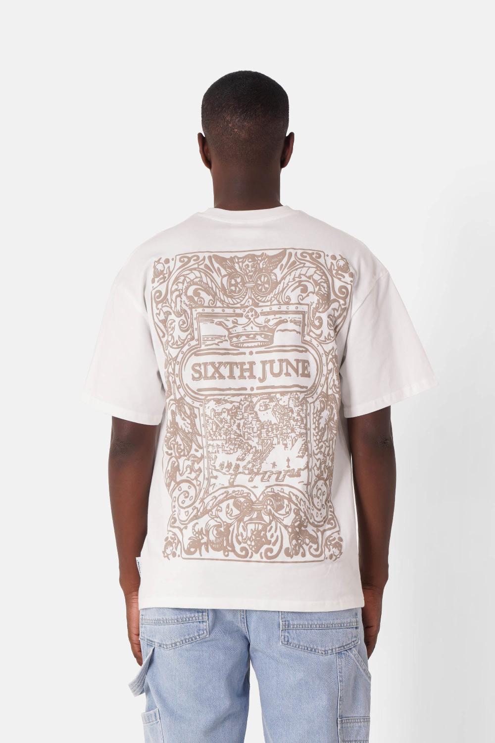 sixth june T-shirt motifs azulejos Blanc