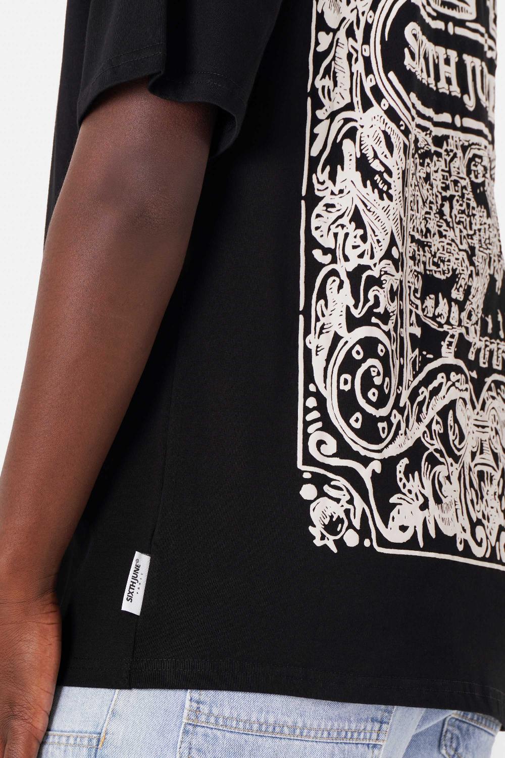 Sixth June T-shirt Motifs Azulejos Noir