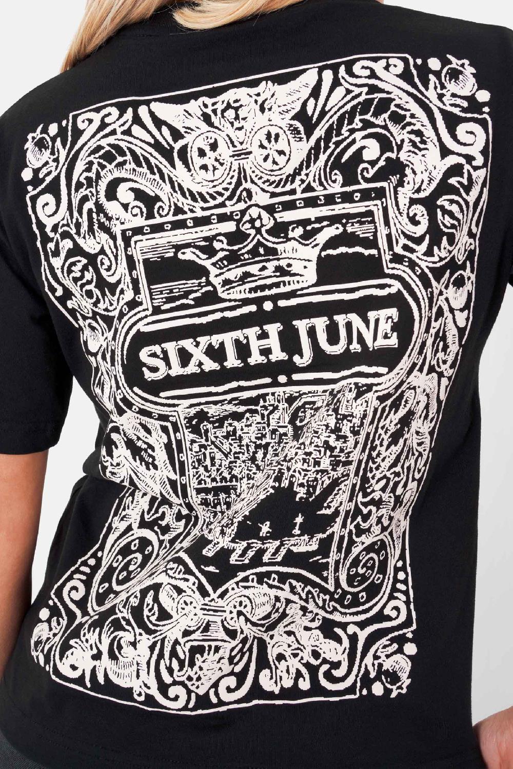 Sixth June T-shirt Motifs Azulejos Noir