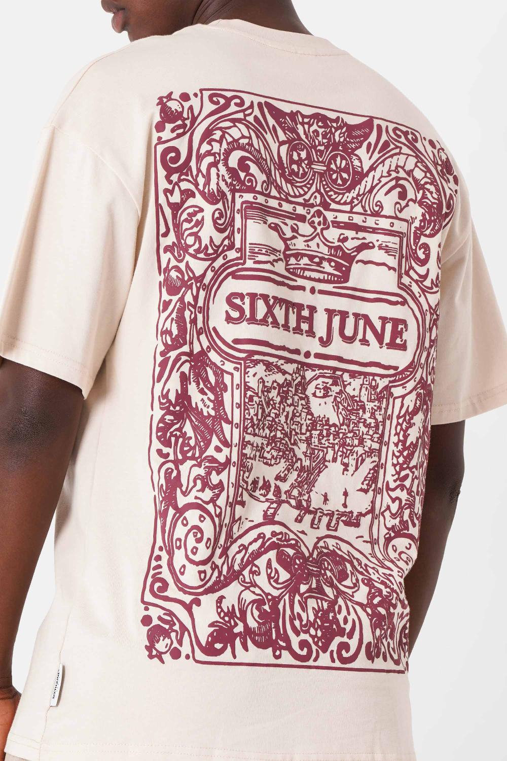 Sixth June T-shirt Motifs Azulejos Rouge Bordeaux