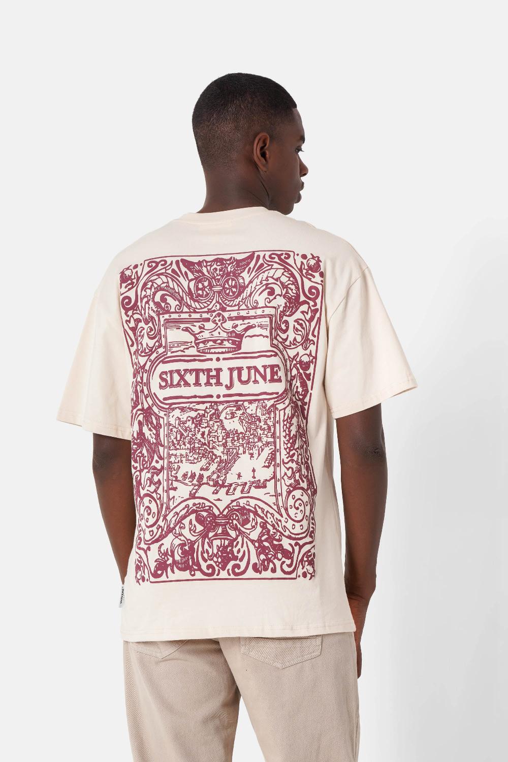 sixth june T-shirt motifs azulejos Rouge bordeaux