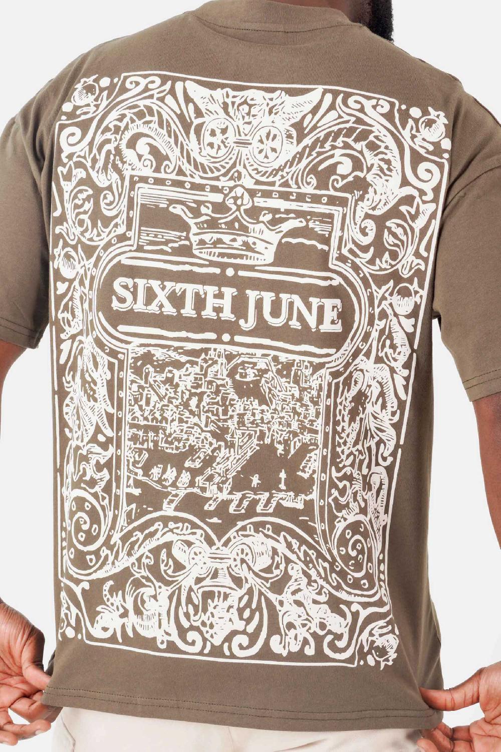 Sixth June T-shirt Motifs Azulejos Vert Kaki