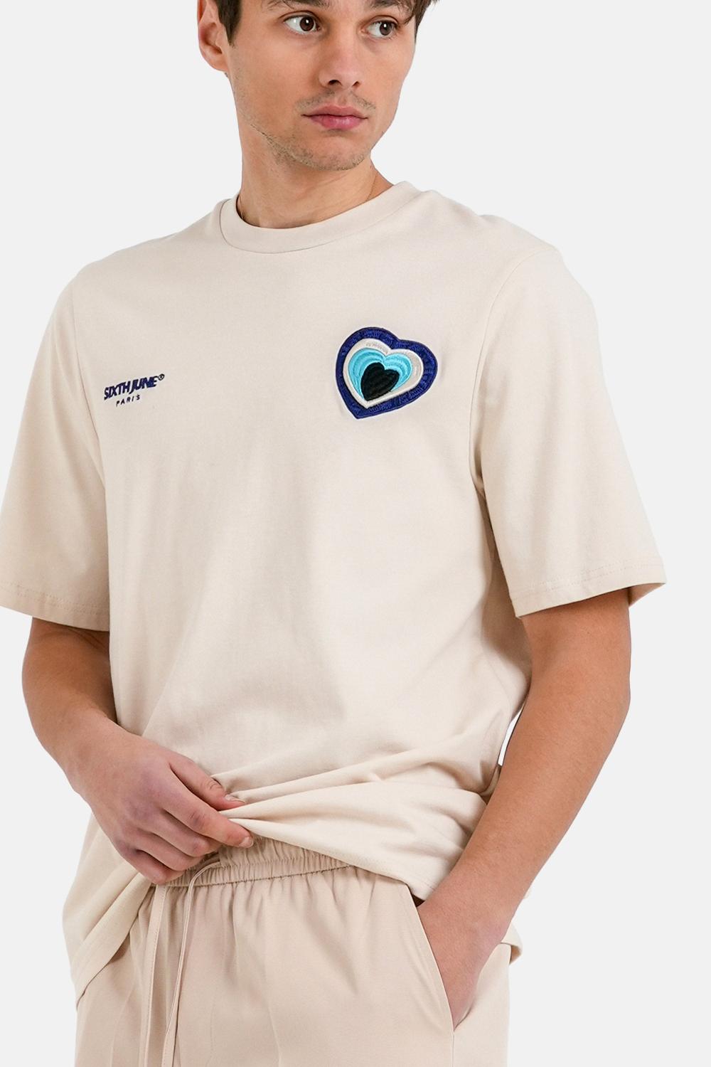 Sixth June T-shirt Patch Coeur Brodé Beige