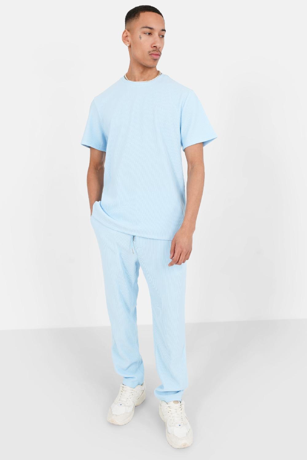 Sixth June T-shirt Plissé Bleu Clair