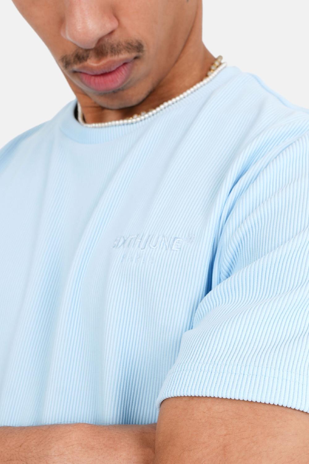 Sixth June T-shirt Plissé Bleu Clair