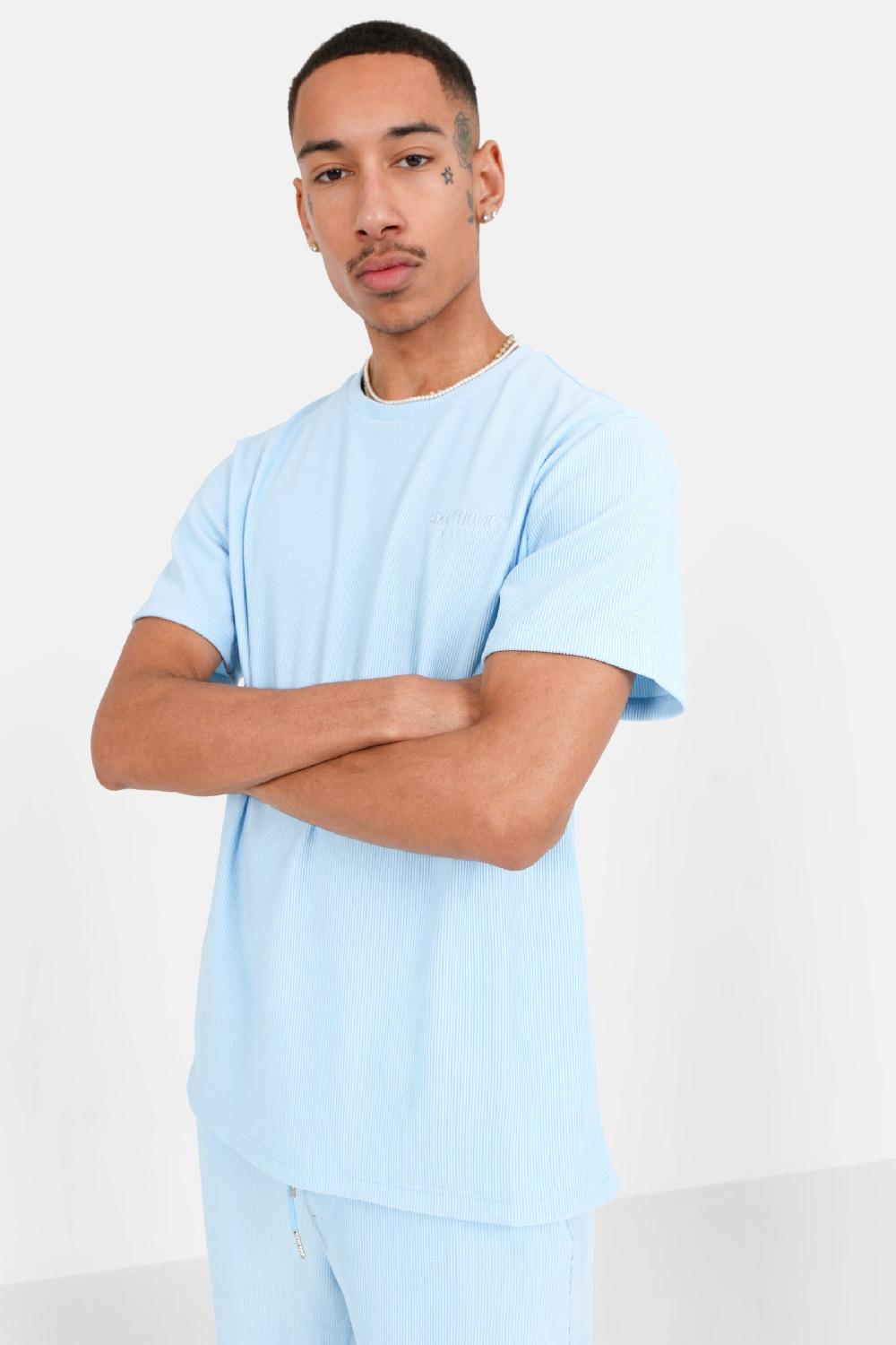 Sixth June T-shirt Plissé Bleu Clair