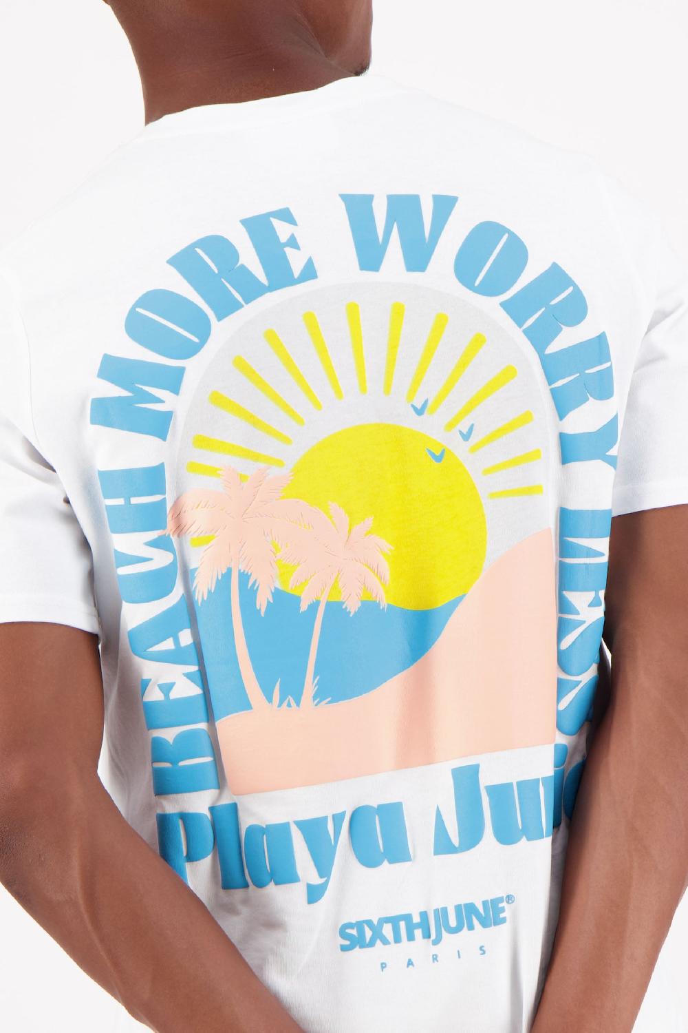 Sixth June T-shirt Print Beach Sun Blanc