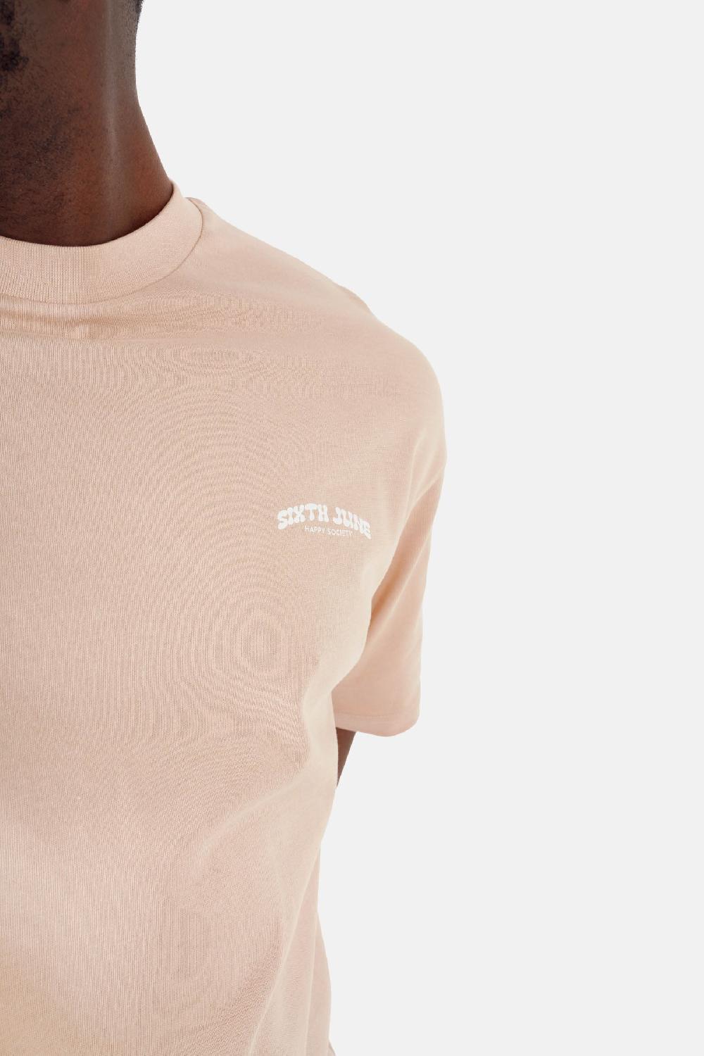 Sixth June T-shirt Print Happy Society Beige