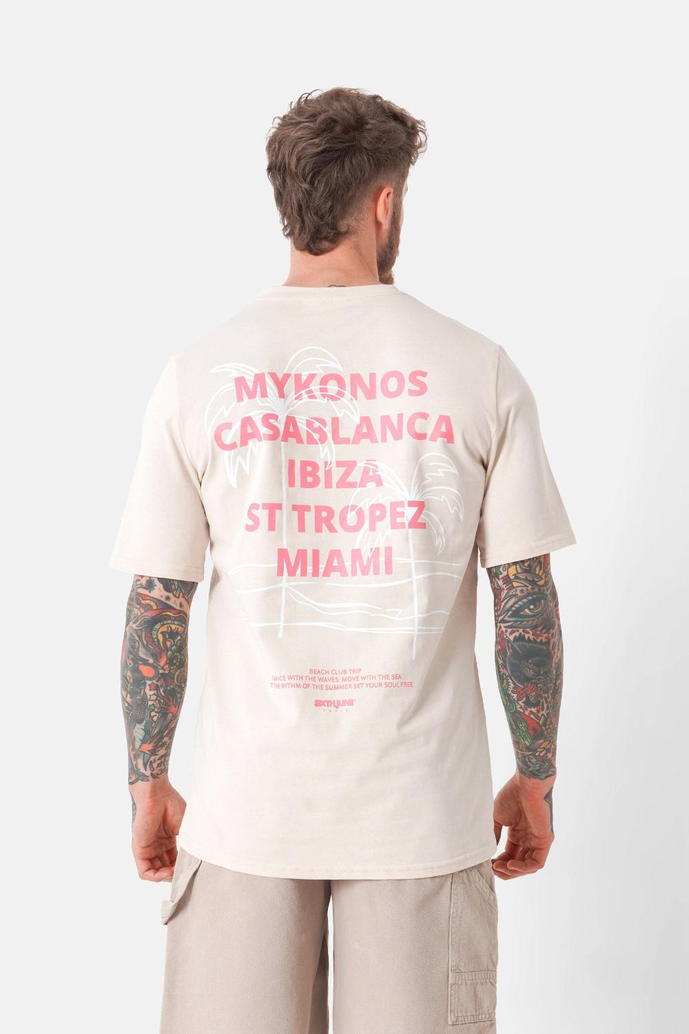 sixth june T-shirt print plage Beige
