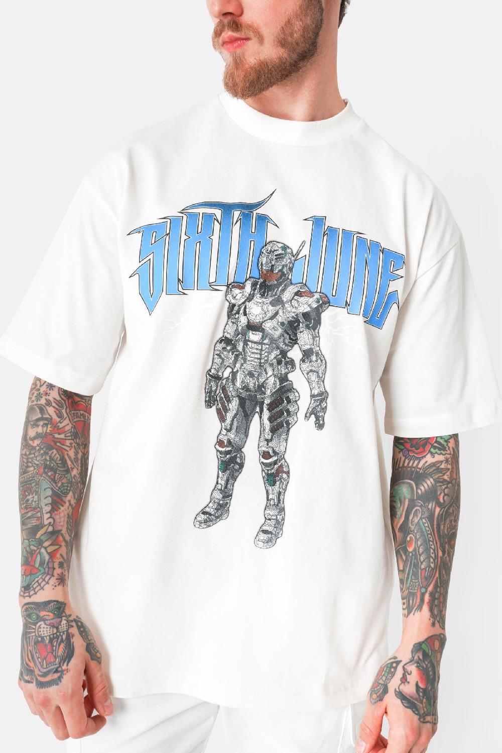 Sixth June T-shirt Print Robot Blanc