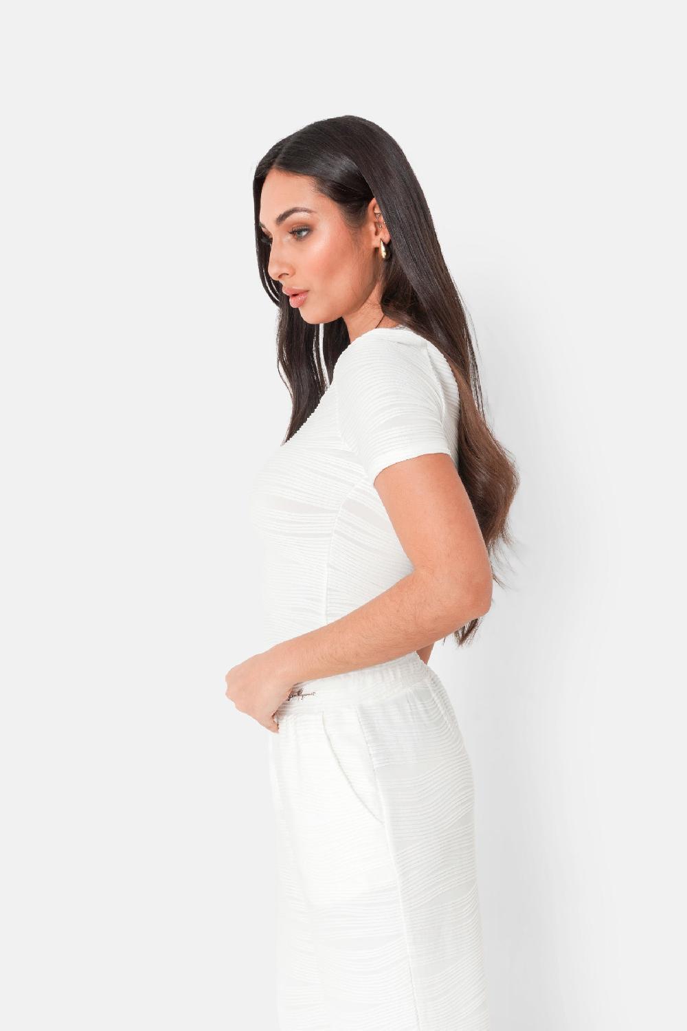 Sixth June T-shirt Texturé Wavy Bijou Blanc