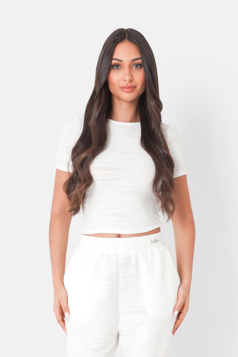 sixth june T-shirt texturé wavy bijou Blanc