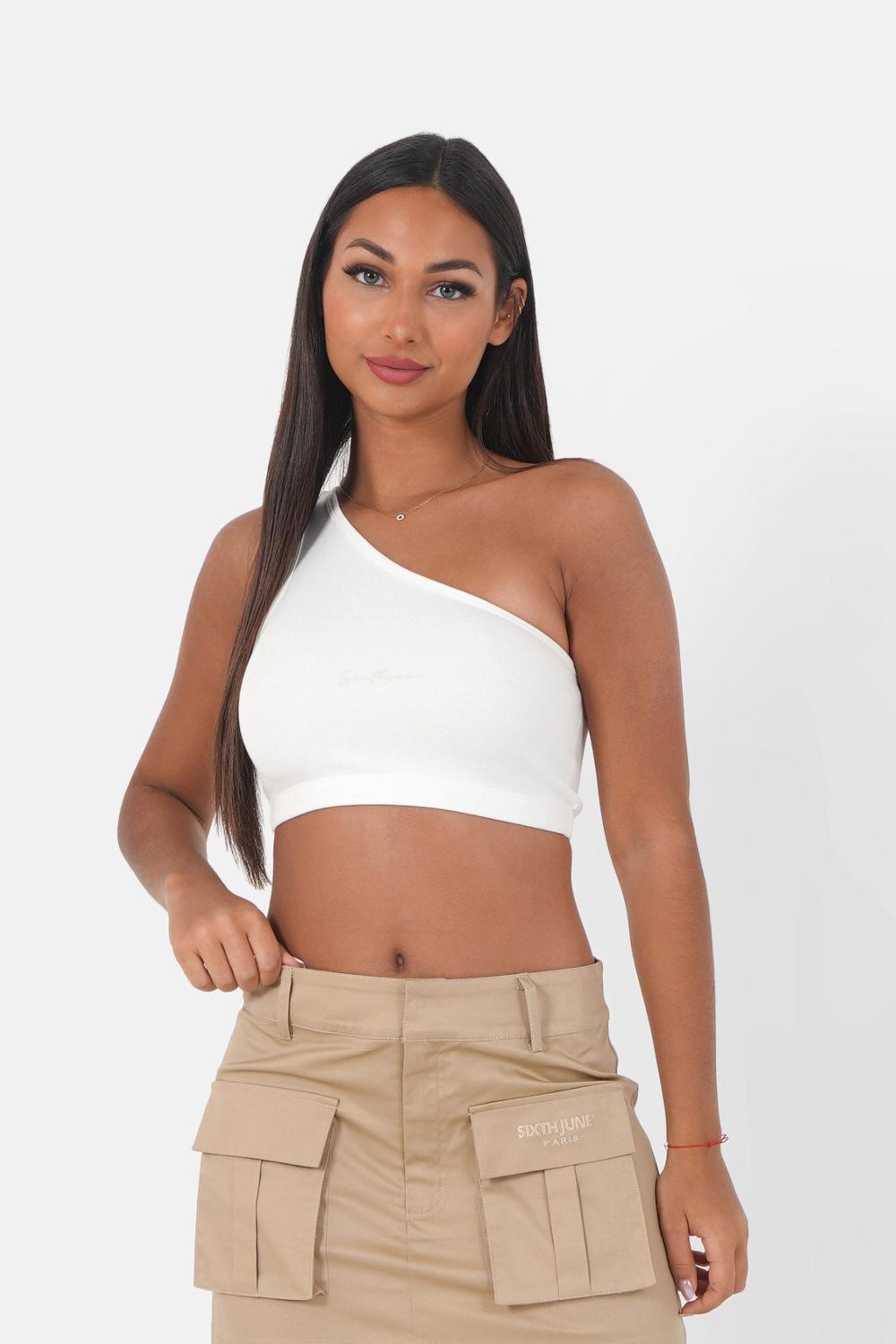 sixth june Top asymétrique Blanc