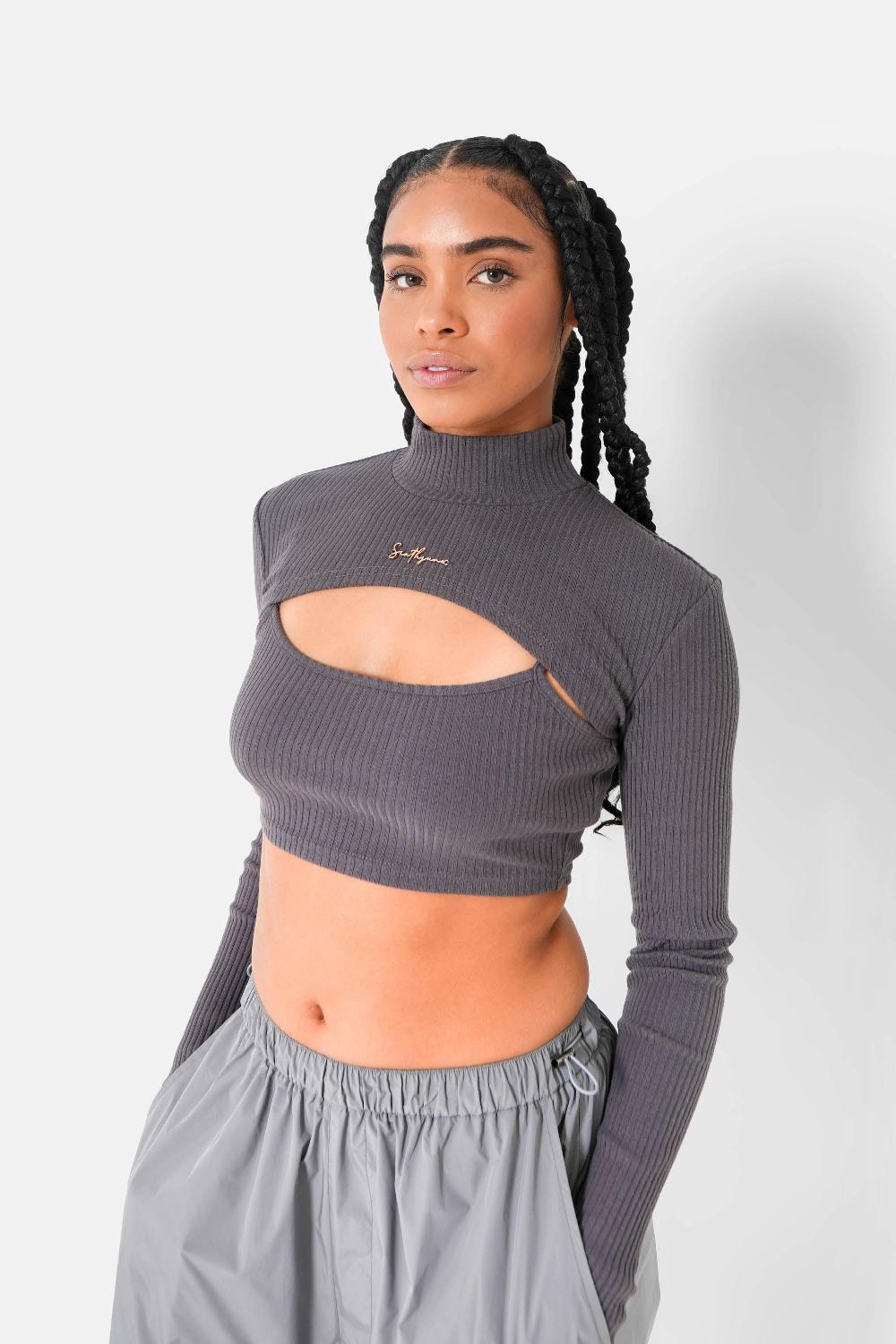 sixth june Top bijou manches détachables Gris