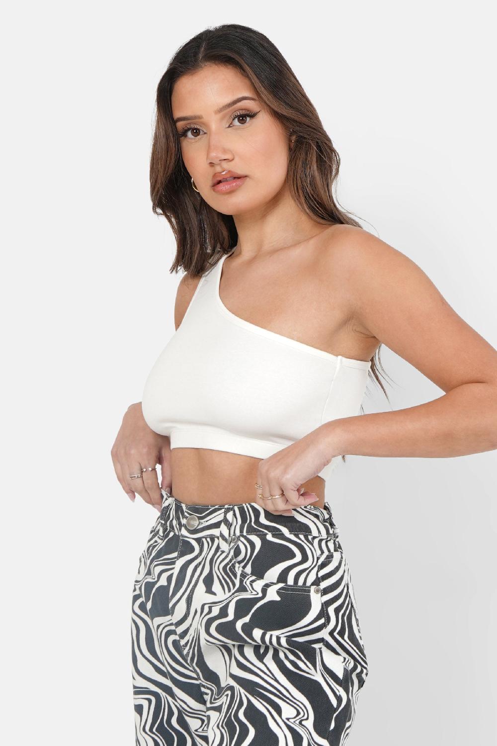 Sixth June Top Bretelle Asymétrique Blanc