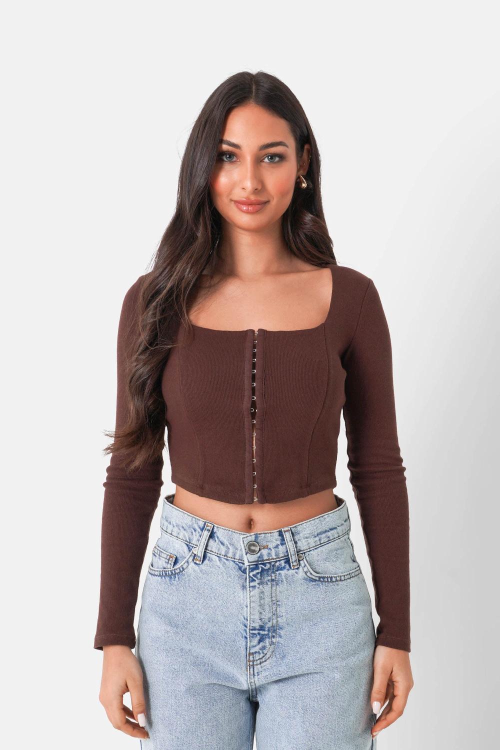 sixth june Top corset bustier Marron
