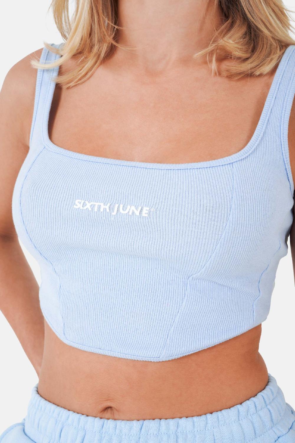 Sixth June Top Corset Court Bretelles Bleu Clair