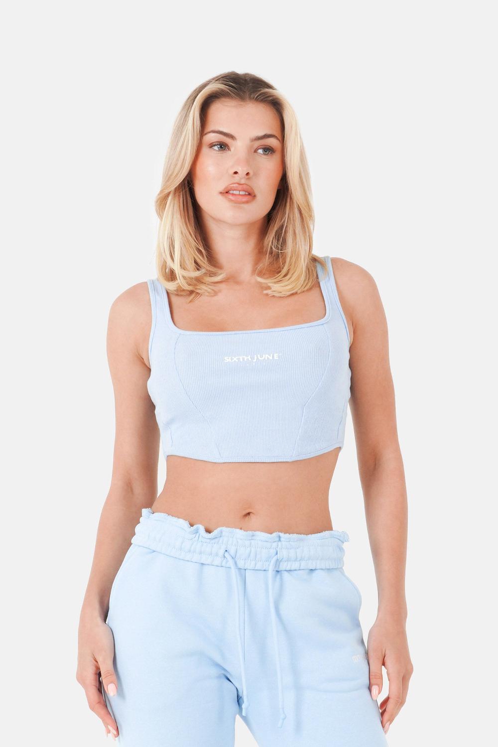 sixth june Top corset court bretelles Bleu clair