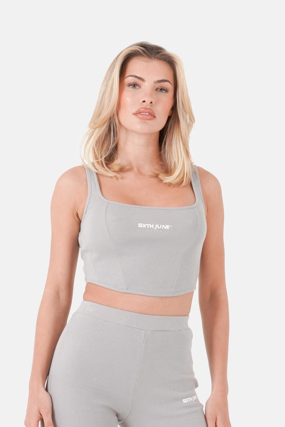 sixth june Top corset court bretelles Gris