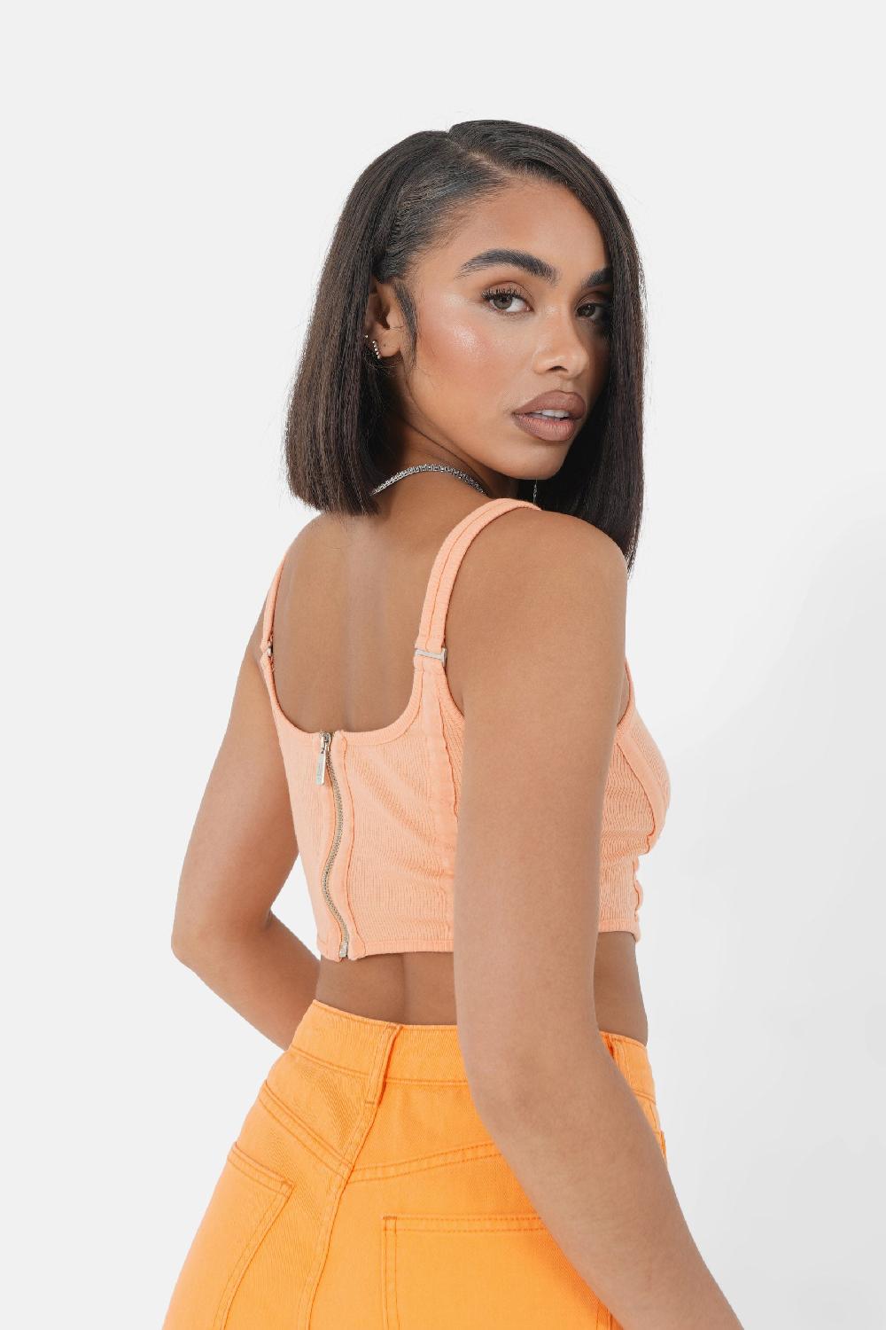 Sixth June Top Court Bretelles Zip Orange