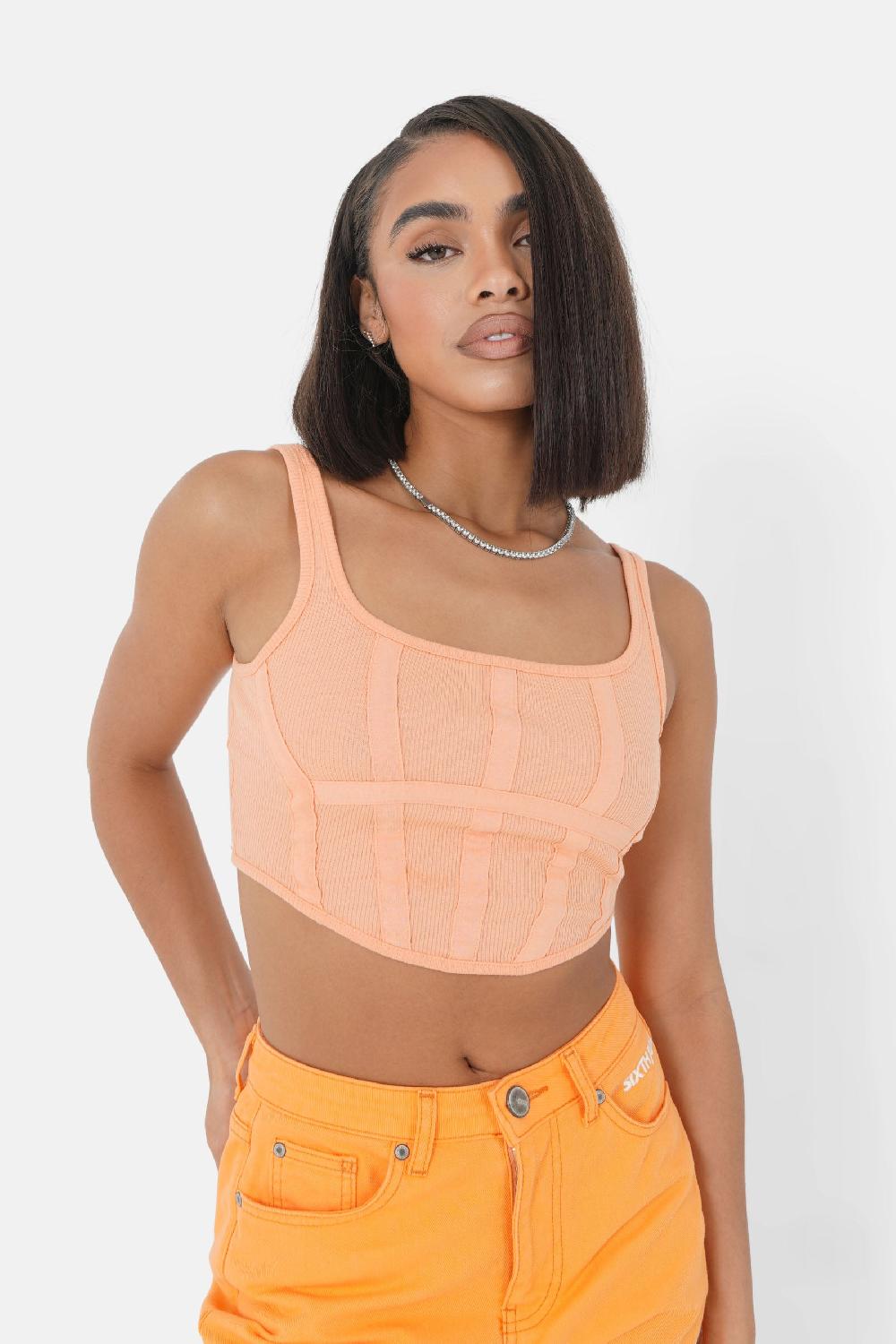 sixth june Top court bretelles zip Orange