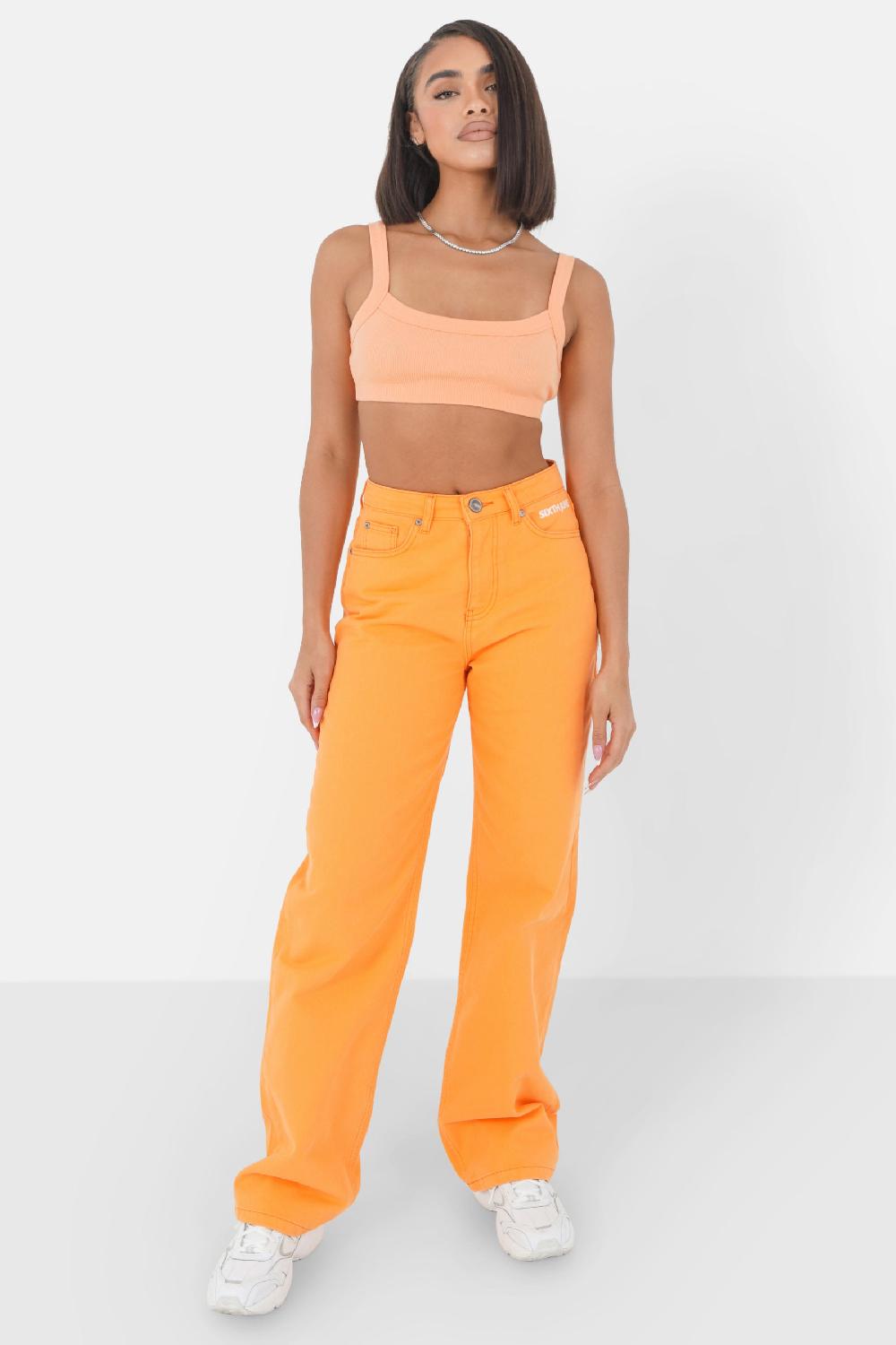 Sixth June Top Court Brodé Orange