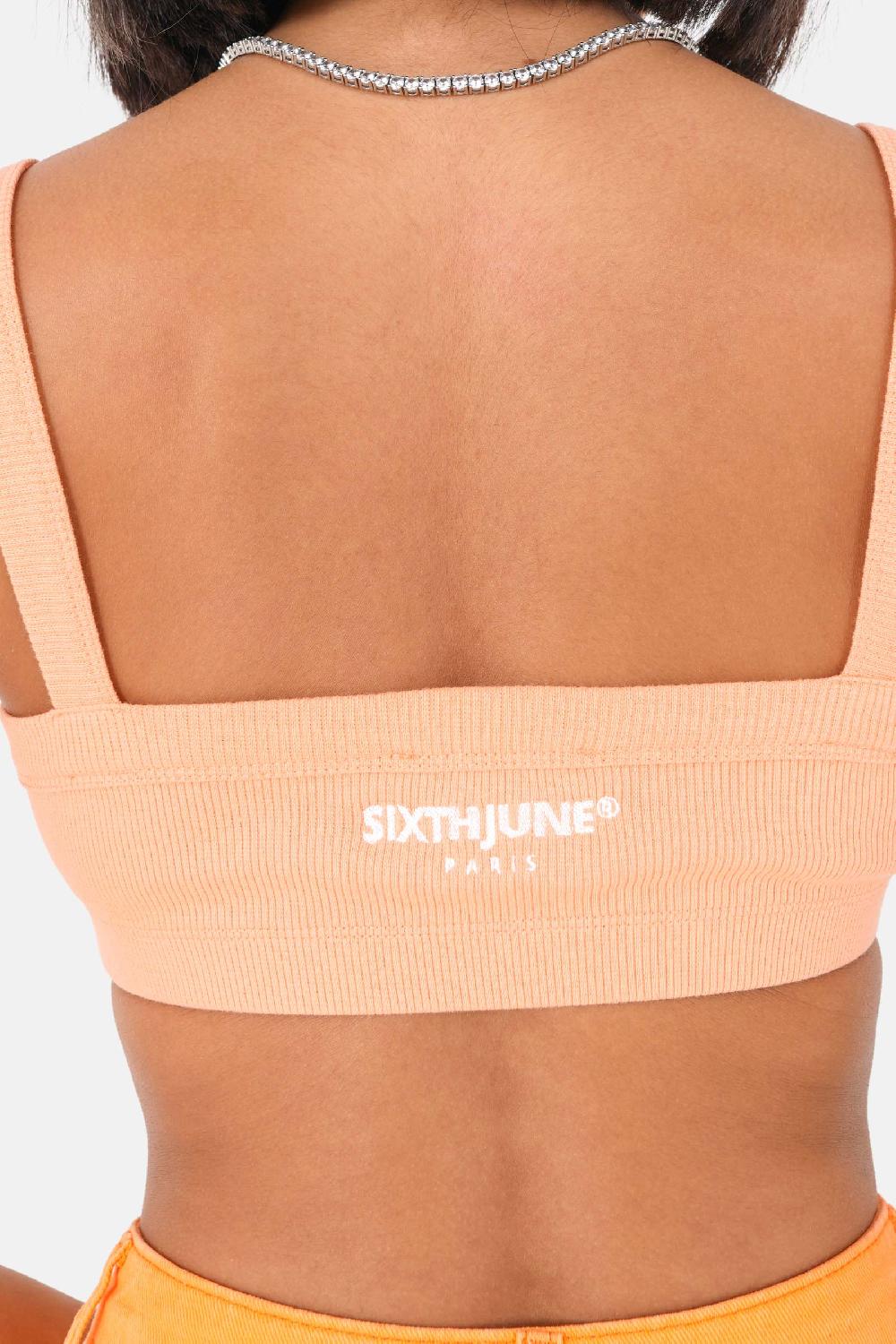 Sixth June Top Court Brodé Orange