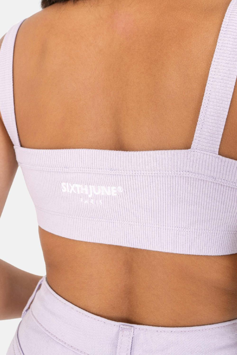 Sixth June Top Court Brodé Violet Clair