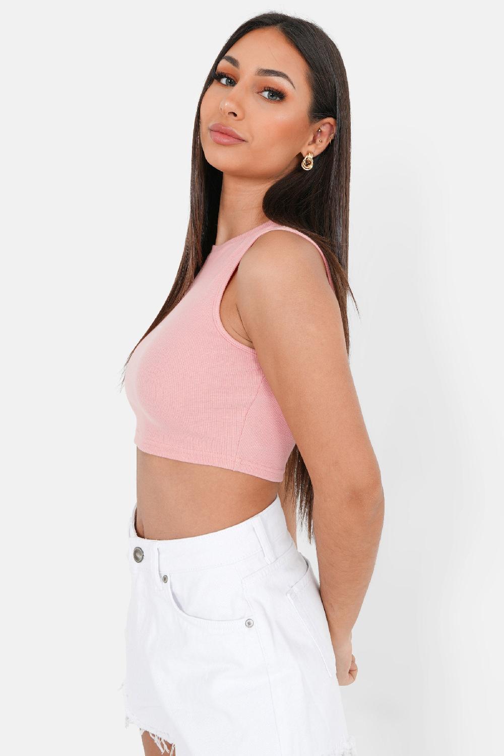 Sixth June Top Court Côtelé Logo Rose