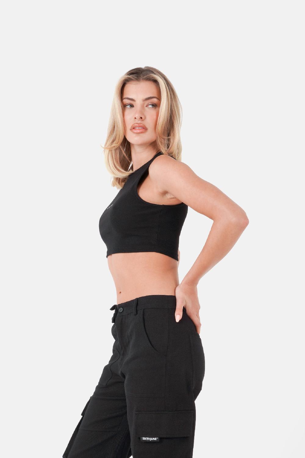 Sixth June Top Court Côtelé Noir