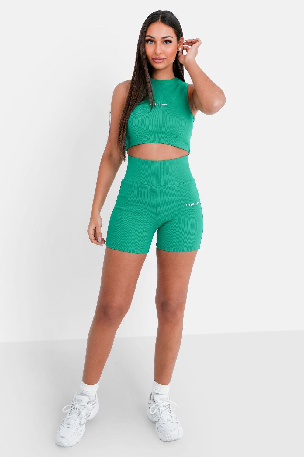 Sixth June Top Court Côtelé Vert