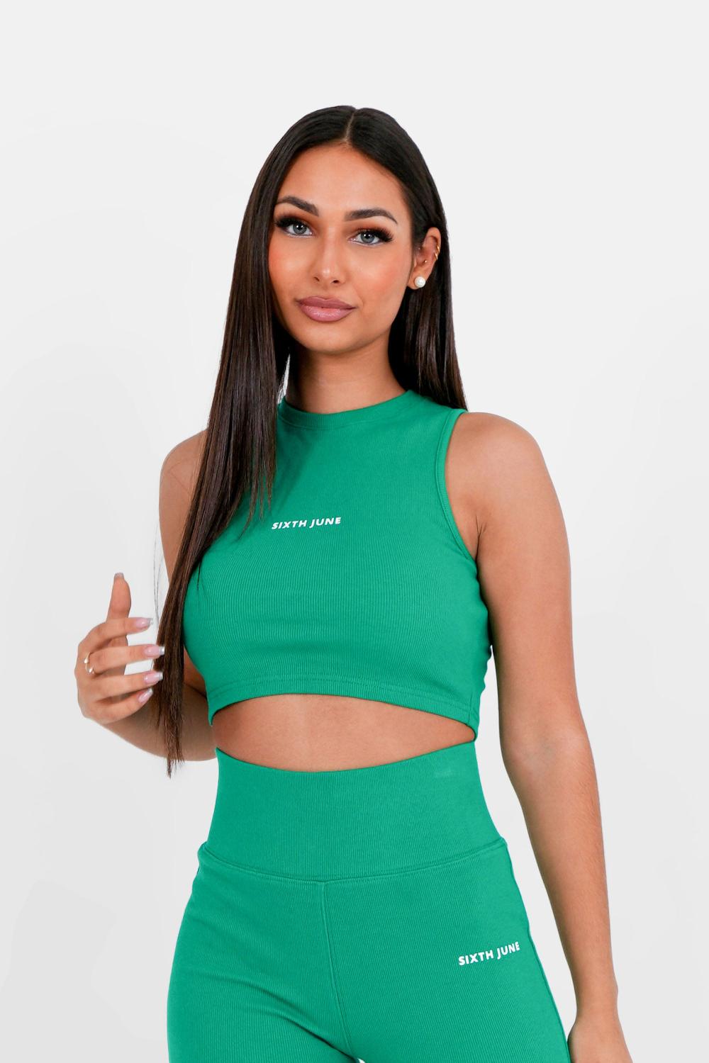 sixth june Top court côtelé Vert