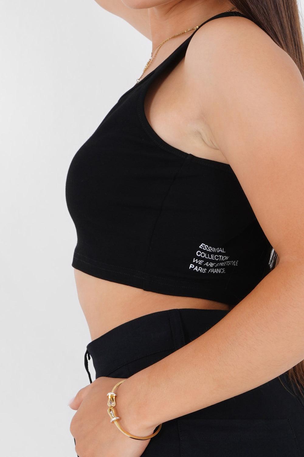 Sixth June Top Court Logo Imprimé Noir