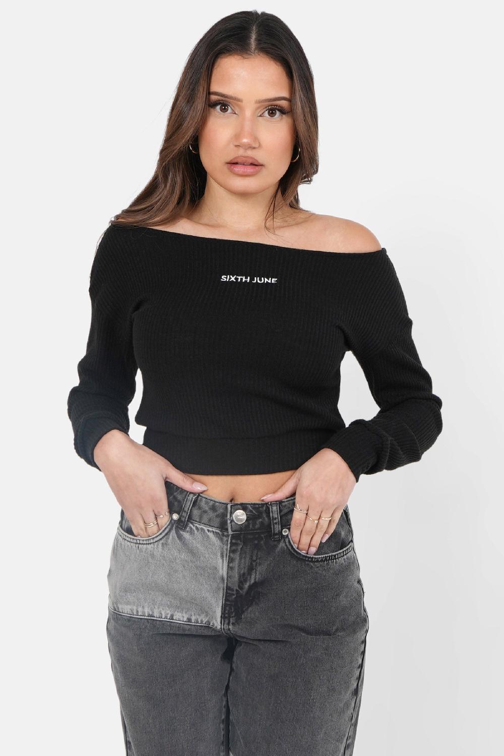 sixth june Top court maille Noir