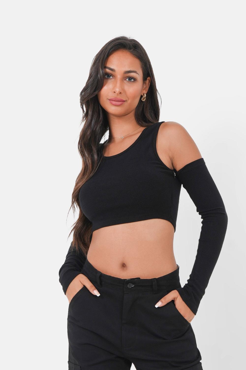 sixth june Top court manches détachables Noir